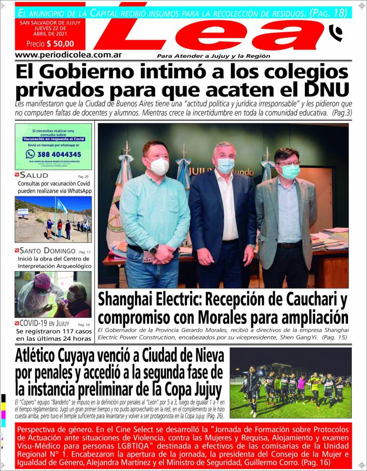 Portada de Periódico Lea (Argentina)