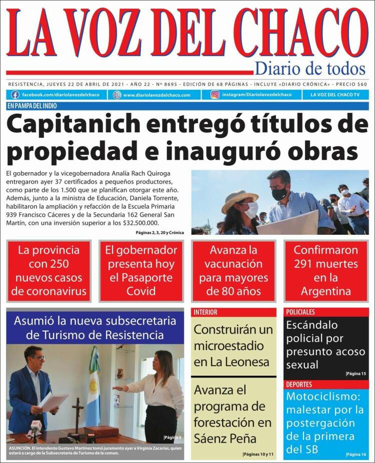 Portada de La Voz del Chaco (Argentina)
