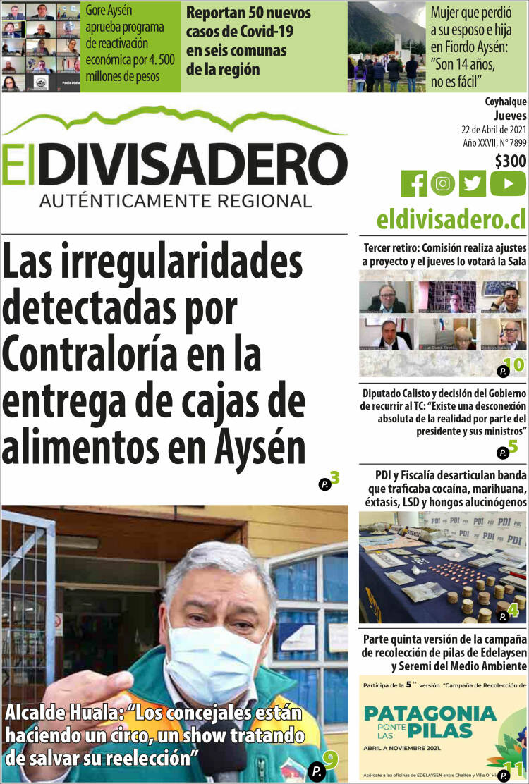 Portada de Diario El Divisadero (Chile)