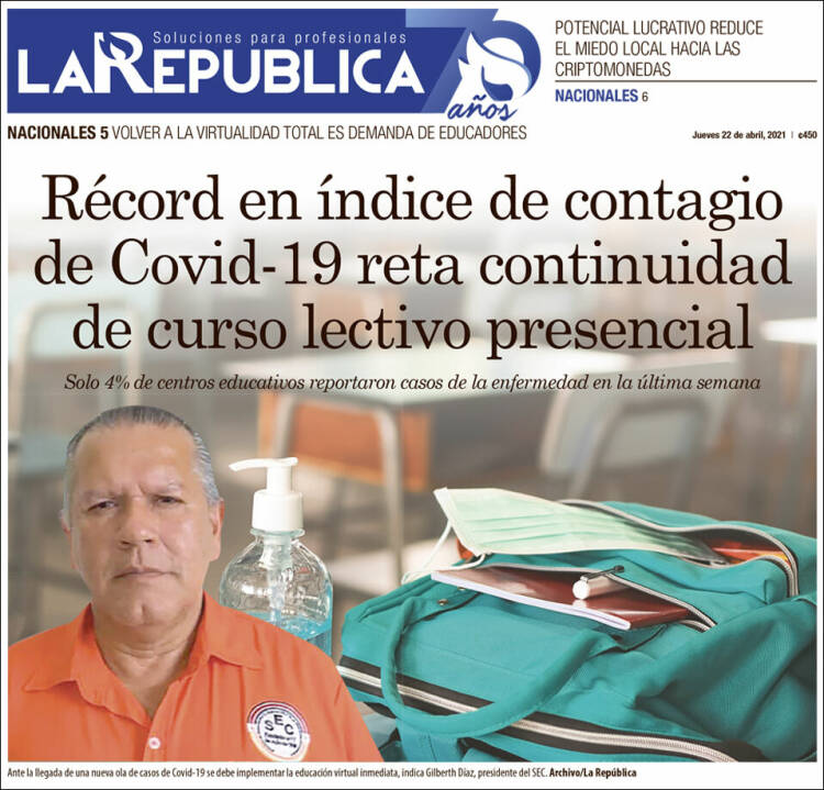 Portada de La República (Costa Rica)