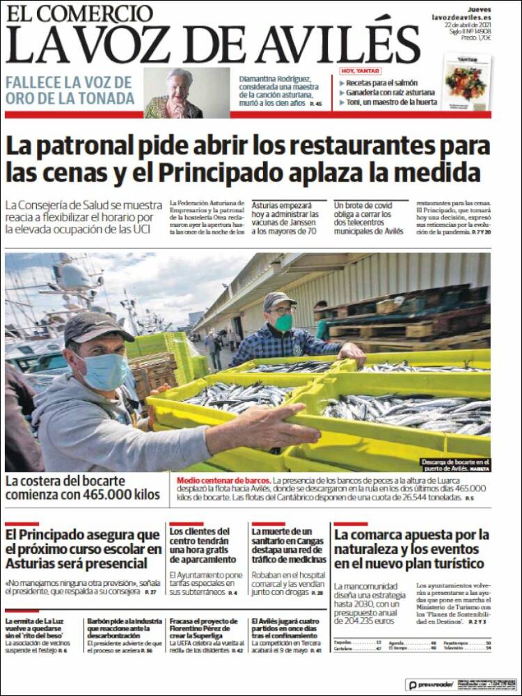 Portada de El Comercio - Avilés (Espa&ntilde;a)