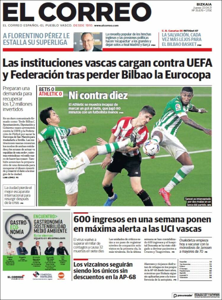 Portada de El Correo (Espa&ntilde;a)