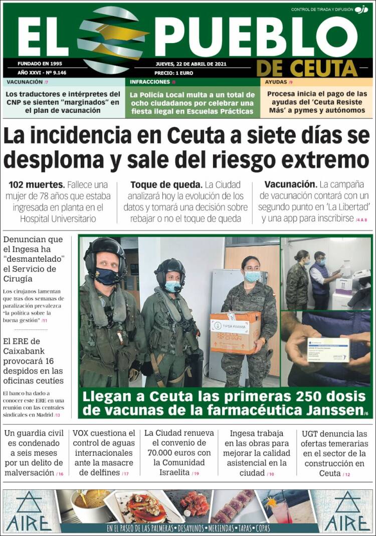 Portada de El Pueblo de Ceuta (Espa&ntilde;a)