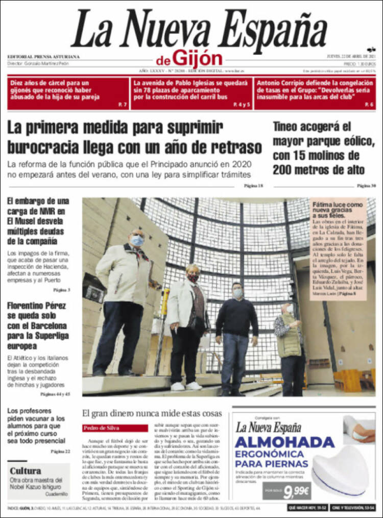 Portada de La Nueva España - Gijón (Espa&ntilde;a)