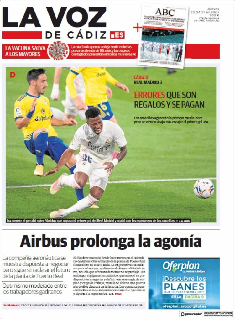 Portada de La Voz de Cádiz (Espa&ntilde;a)