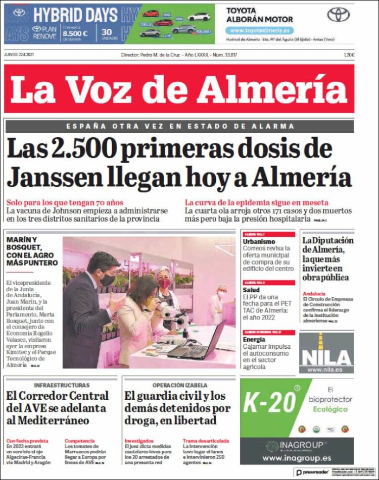 Portada de La Voz de Almería (Espa&ntilde;a)