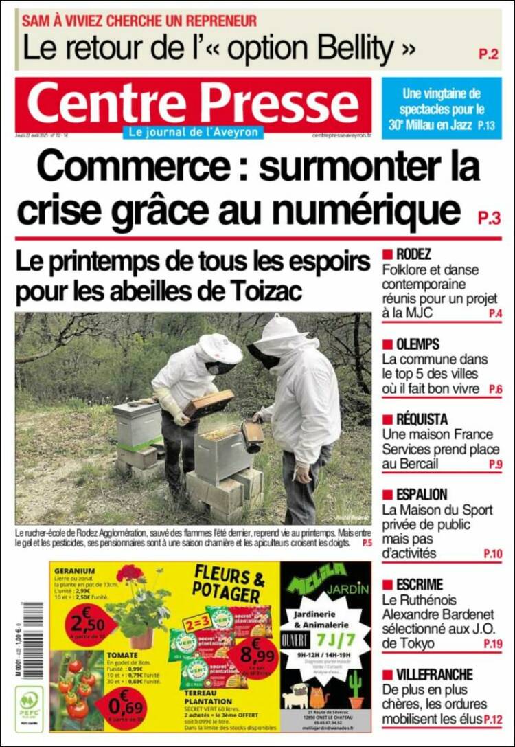 Portada de Centre Presse (Francia)