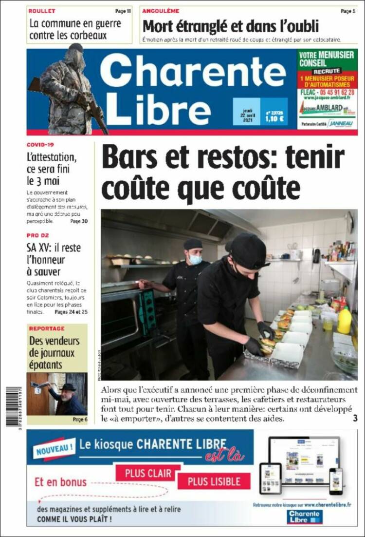 Portada de Charente Libre (Francia)