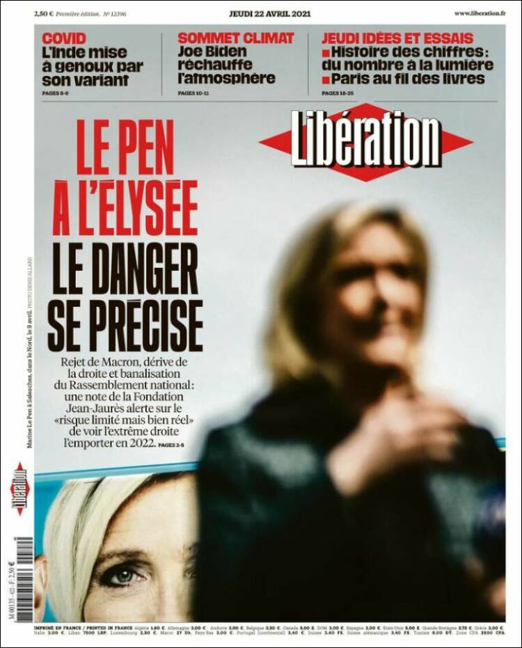 Portada de Libération (Francia)