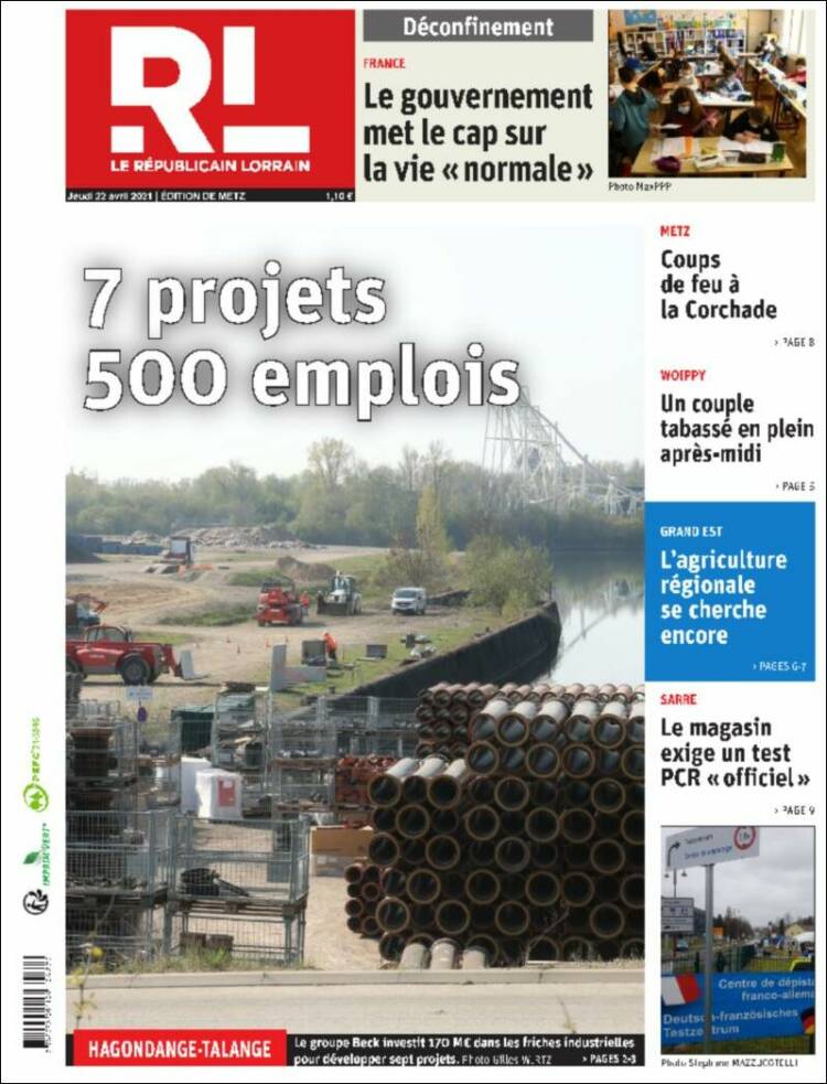 Portada de Le Republicain Lorrain (Francia)