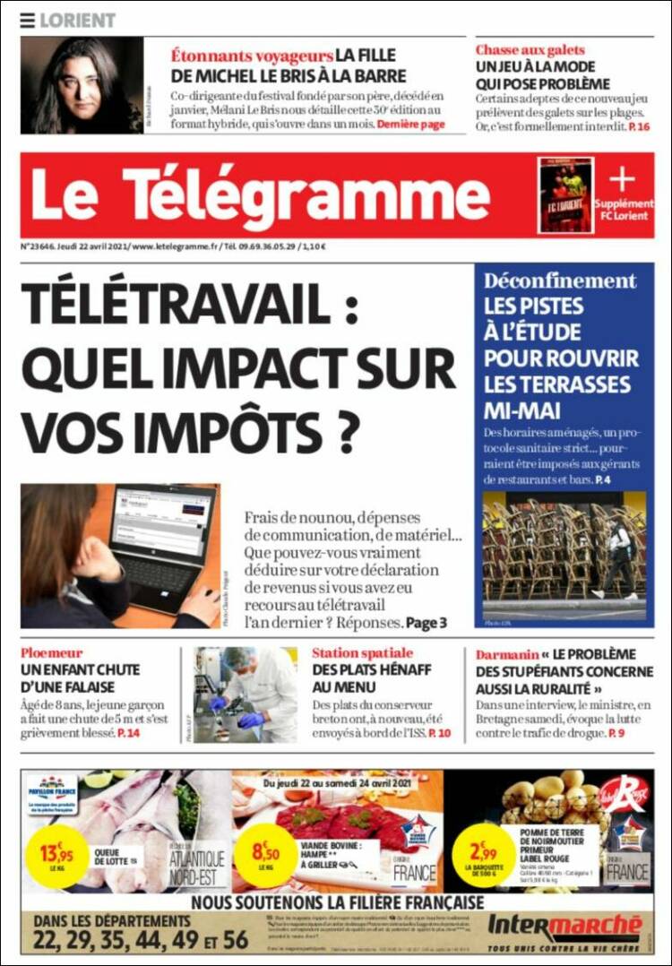 Portada de Télégramme (Francia)