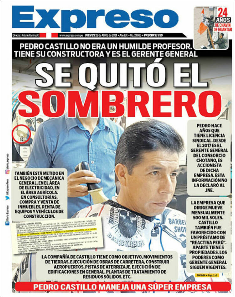 Portada de Expreso (Per&uacute;)