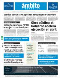 Portada de Diario Ambito Financiero (Argentina)