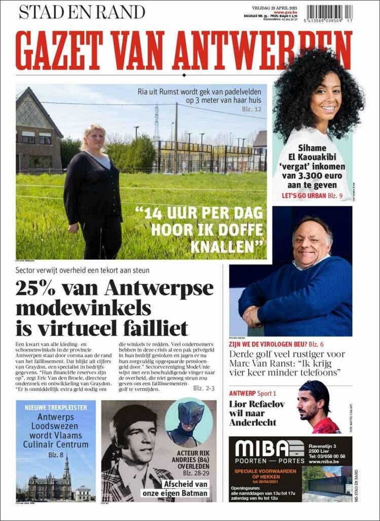 Portada de Gazet van Antwerpen (B&eacute;lgica)