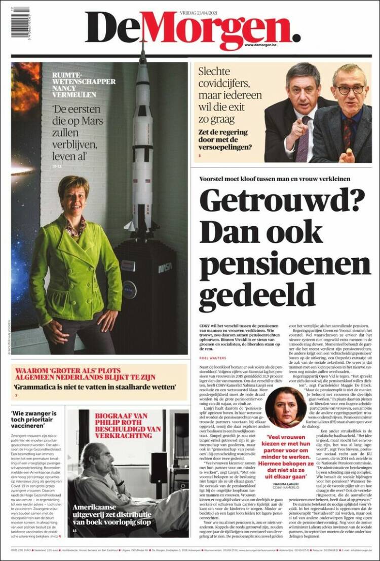 Portada de De Morgen (B&eacute;lgica)