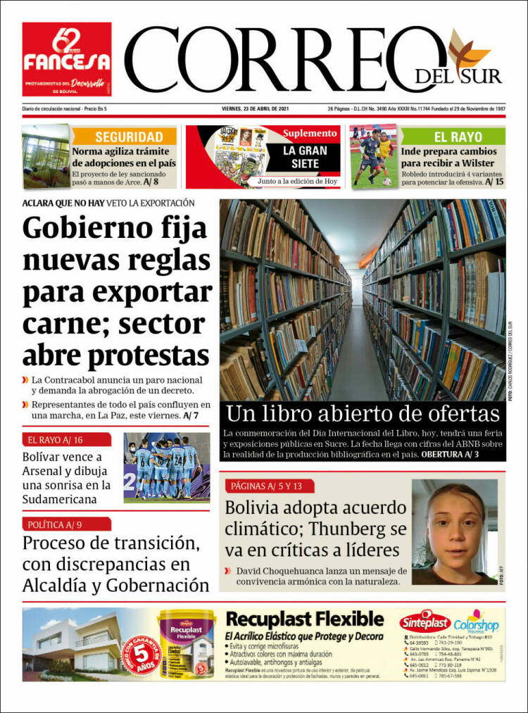 Portada de Correo Sur (Bolivia)