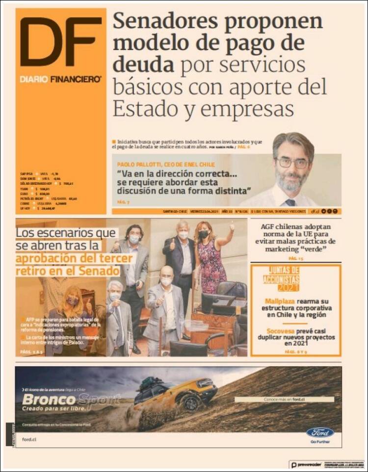 Portada de Diario Financiero (Chile)