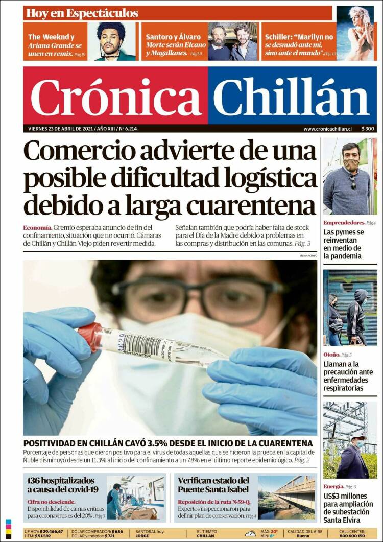 Portada de Crónica Chillán (Chili)