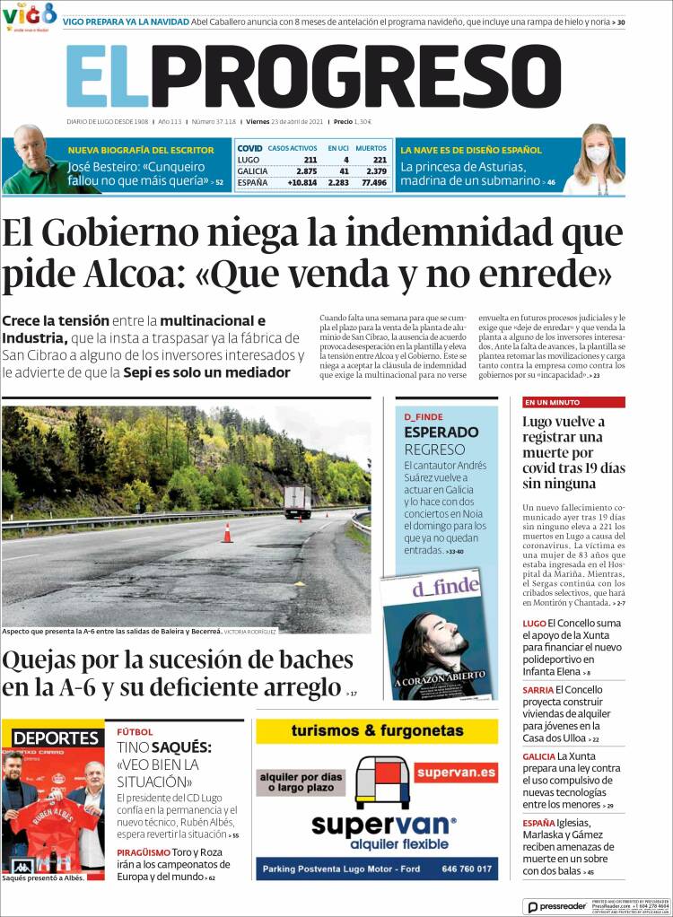 Portada de El Progreso (España)