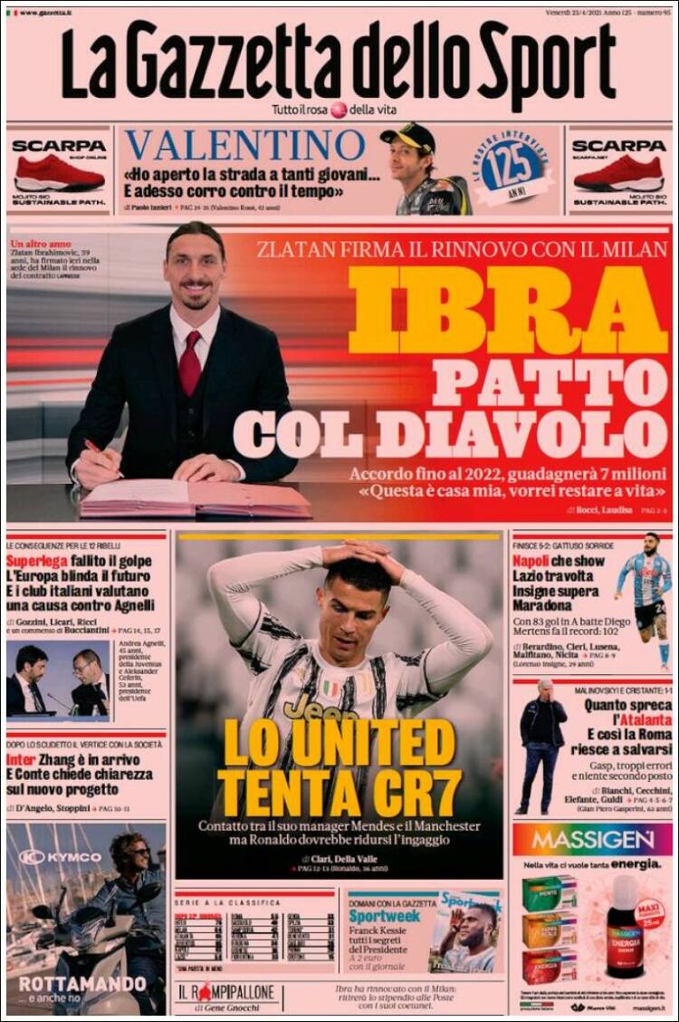 Portada de La Gazzetta dello Sport (Italia)