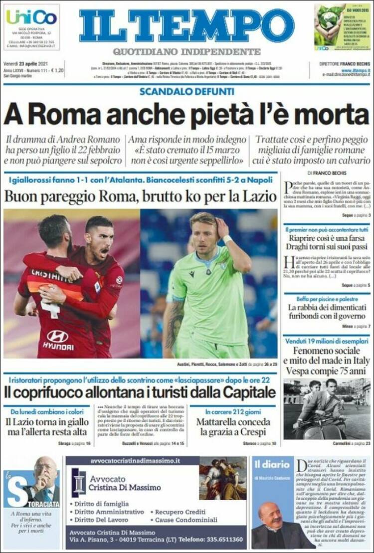Portada de Il Tempo (Italia)