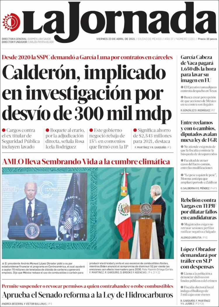 Portada de La Jornada (M&eacute;xico)