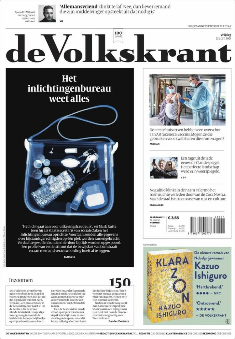 Portada de De Volkskrant (Pays-Bas)