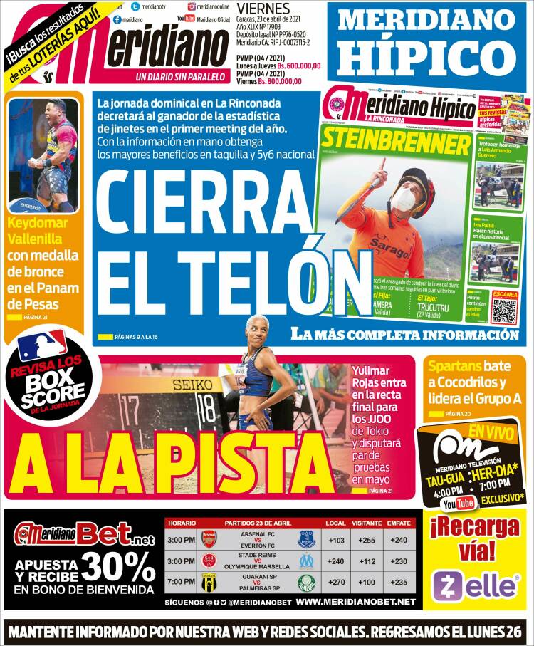 Portada de Meridiano (Venezuela)