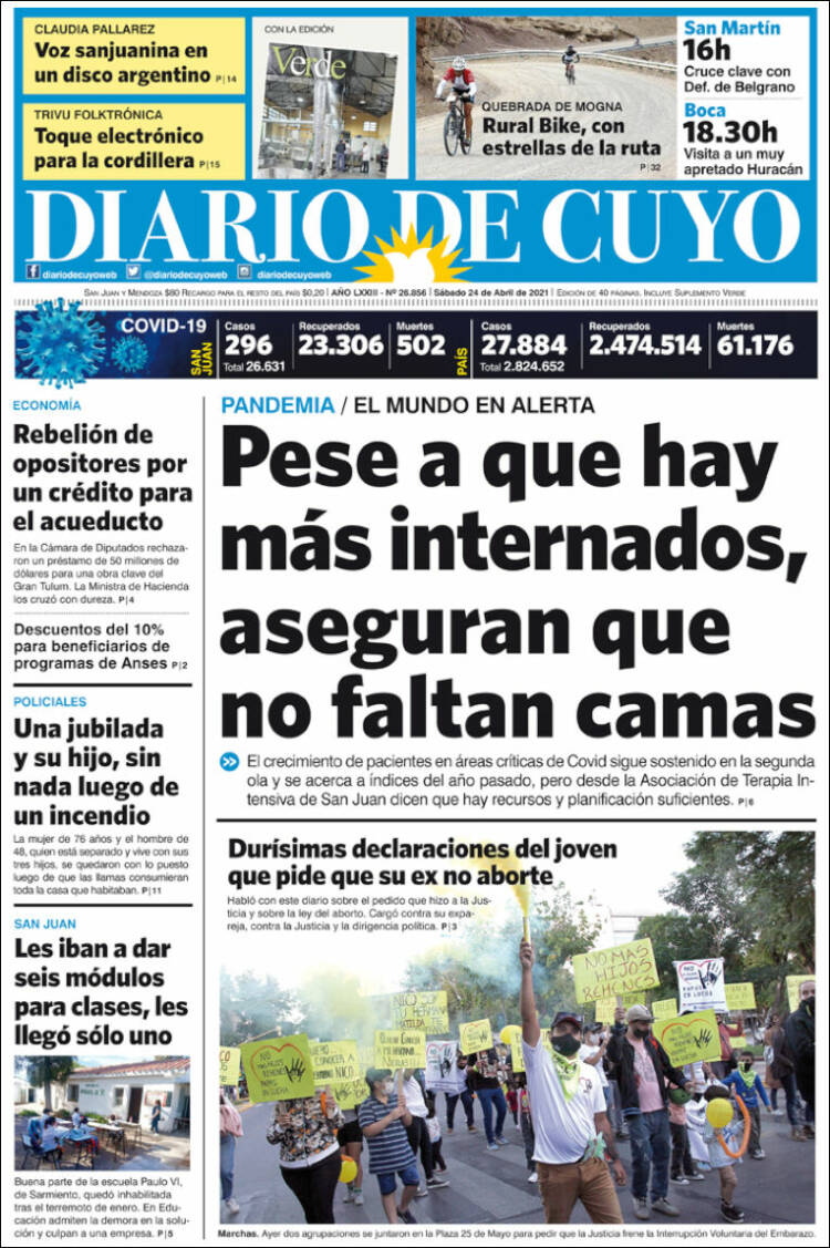 Portada de Diario de Cuyo (Argentina)