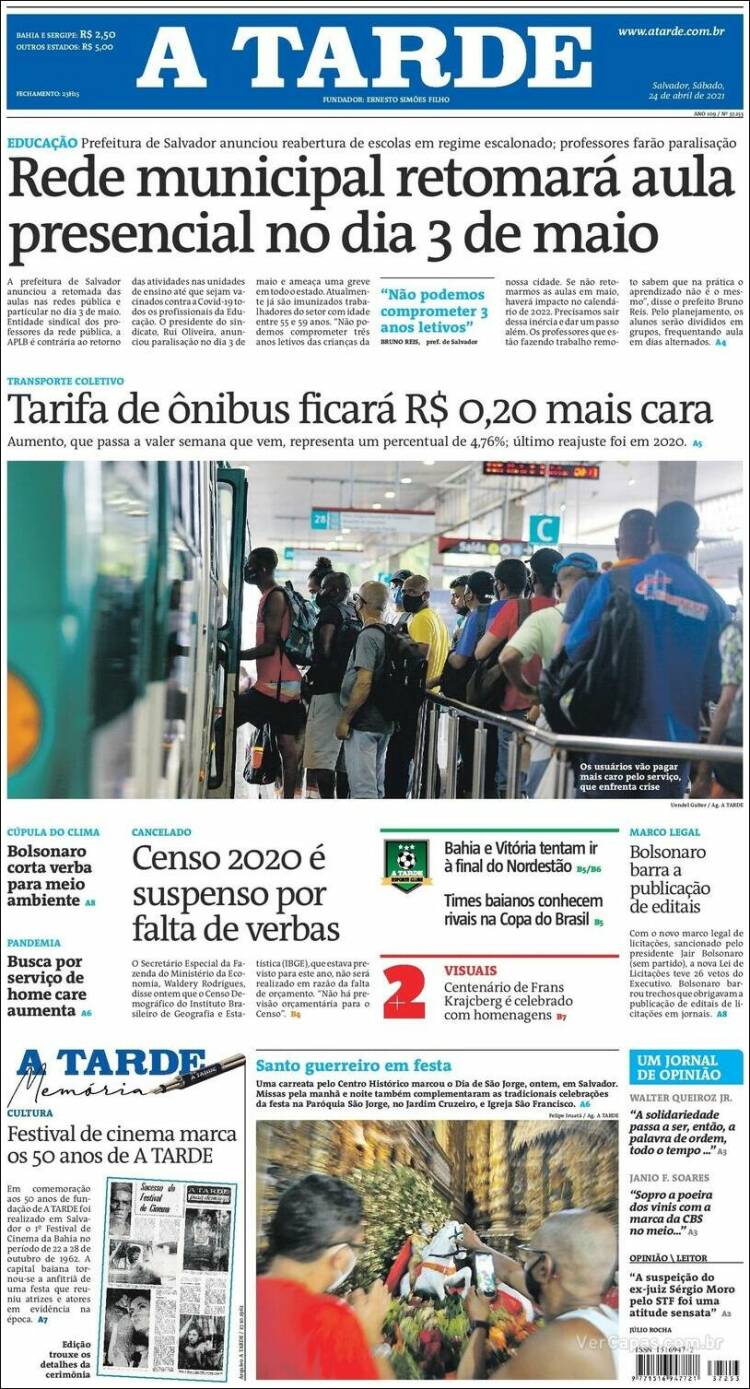 Portada de Diário A Tarde (Brasil)