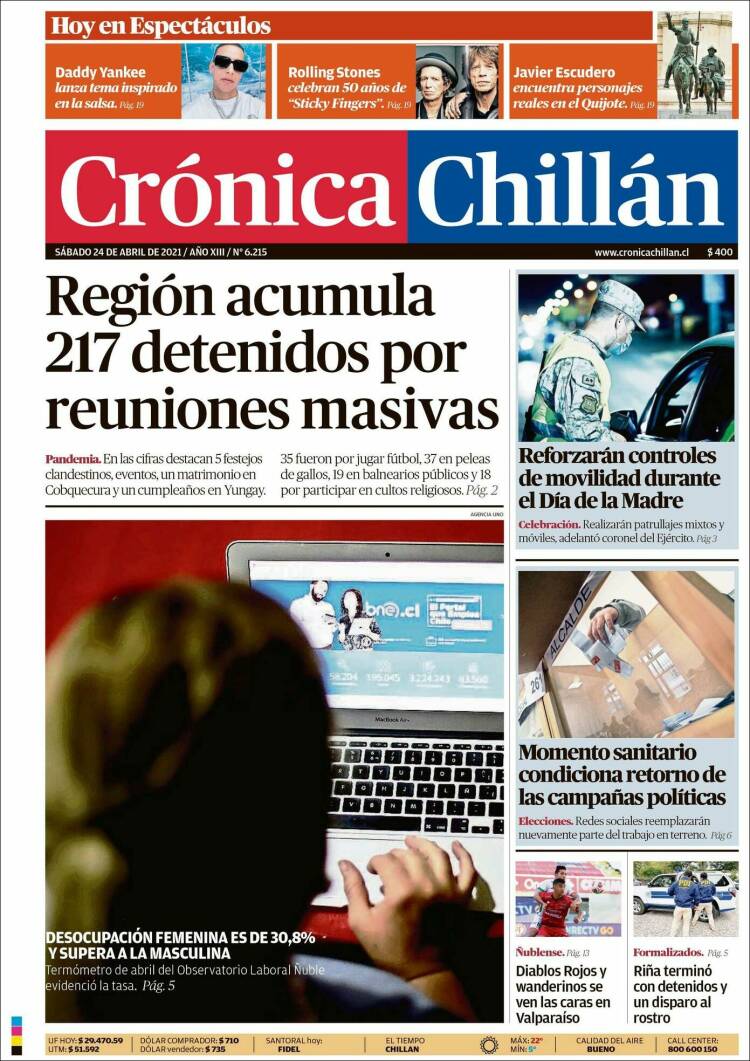 Portada de Crónica Chillán (Chile)