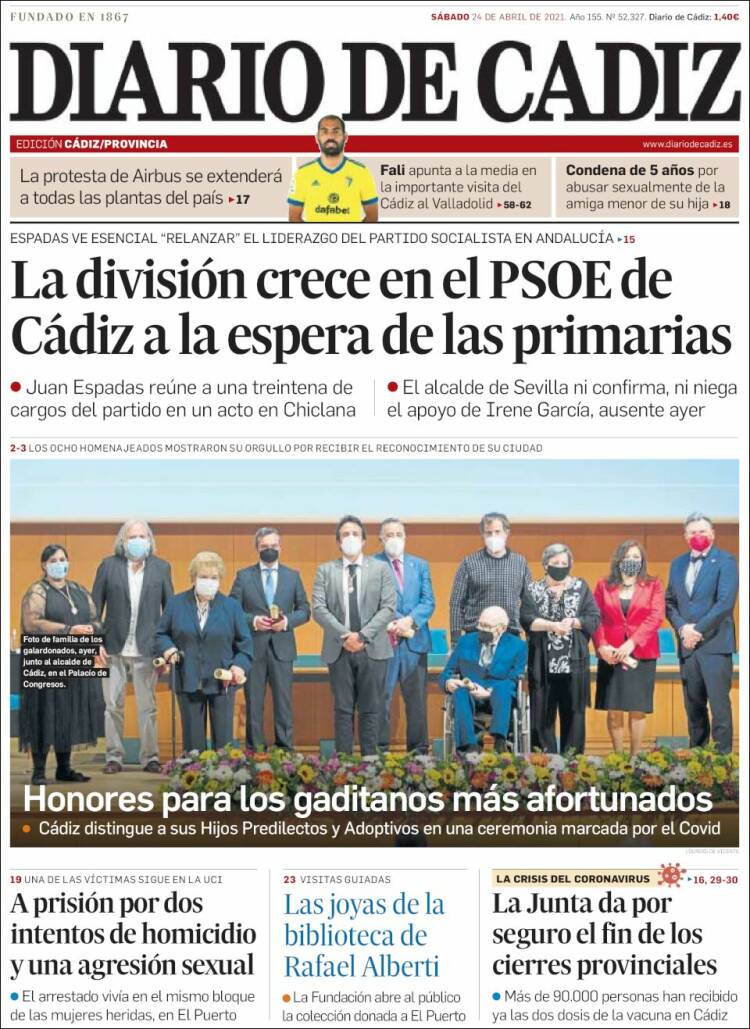 Portada de Diario de Cádiz (España)