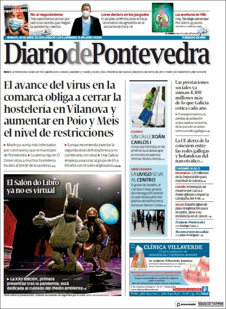 Portada de Diario de Pontevedra (España)