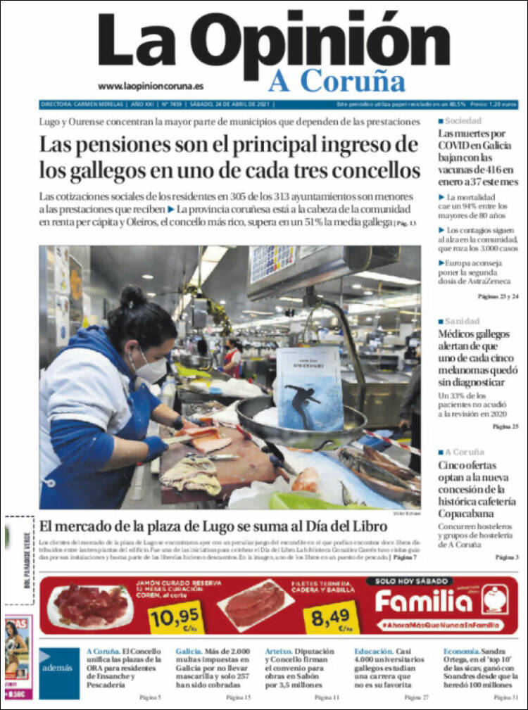 Portada de La Opinión de A Coruña (España)