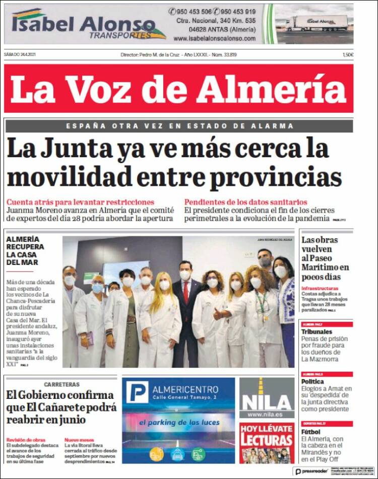 Portada de La Voz de Almería (España)