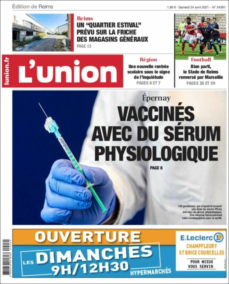 Portada de L'Union (Francia)