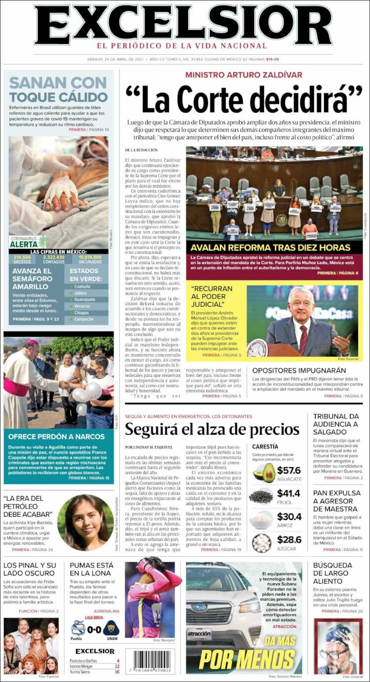 Portada de Excelsior (México)