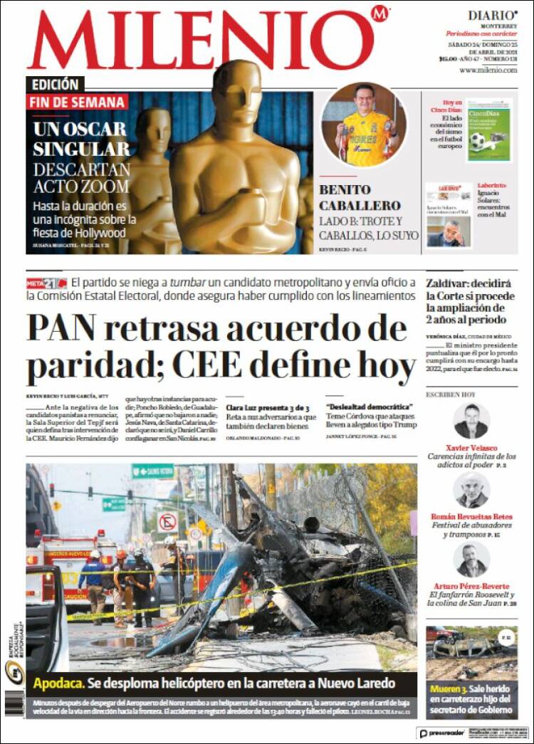 Portada de Milenio de Monterrey (México)