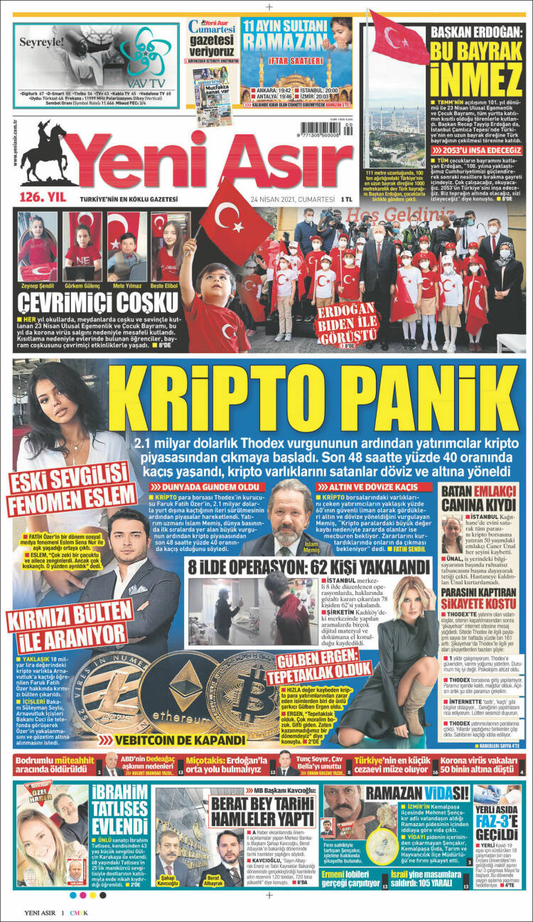 Portada de Yeni Asır (Turqu&iacute;a)