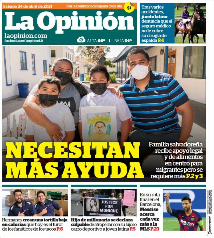 Portada de La Opinión (USA)