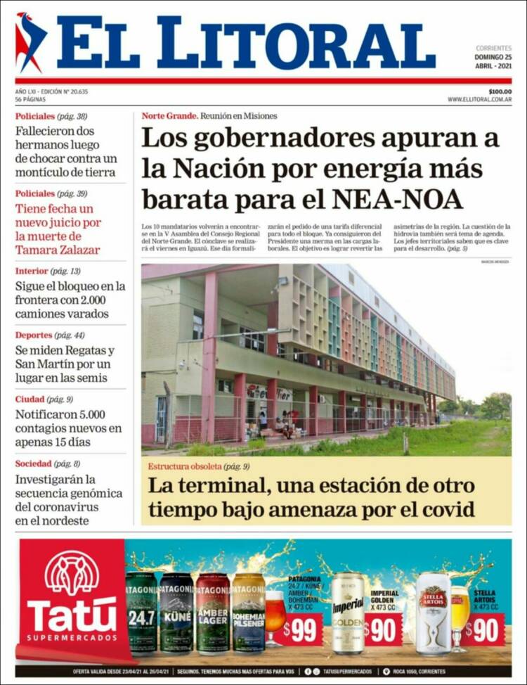 Portada de El Litoral Corrientes (Argentina)