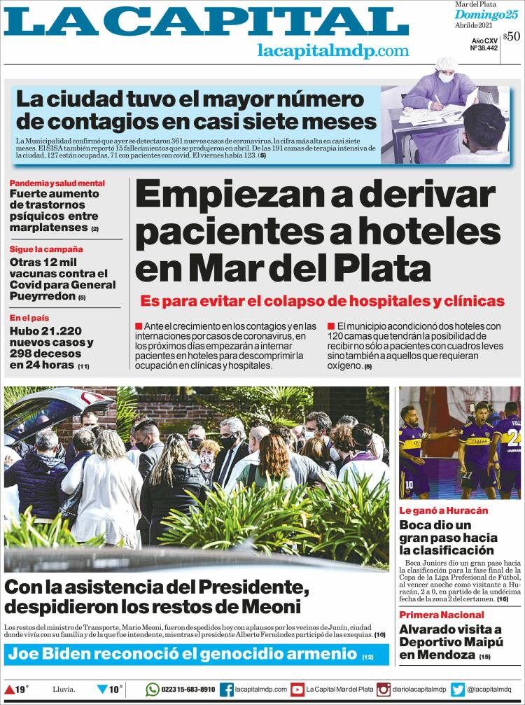 Portada de Diario La Capital - Mar del Plata (Argentina)