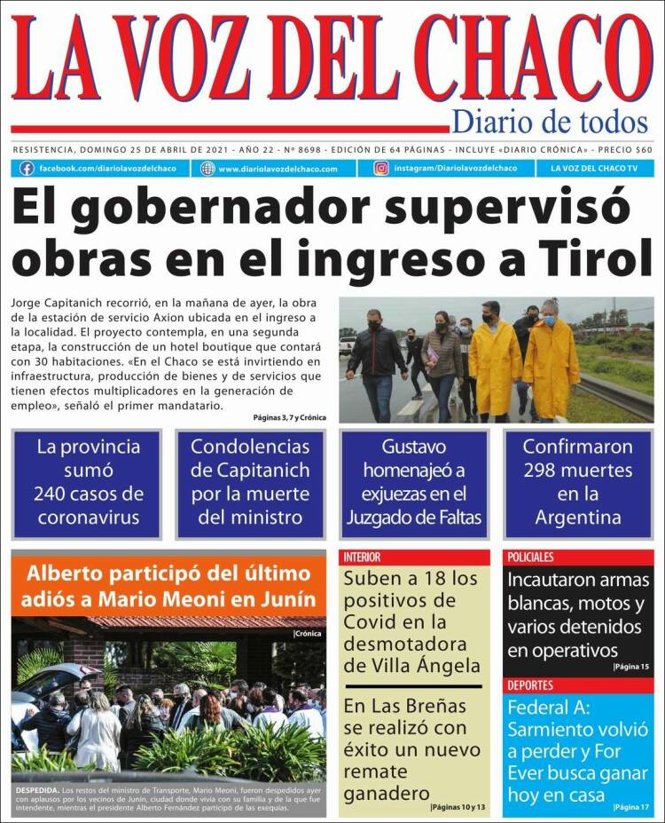 Portada de La Voz del Chaco (Argentina)
