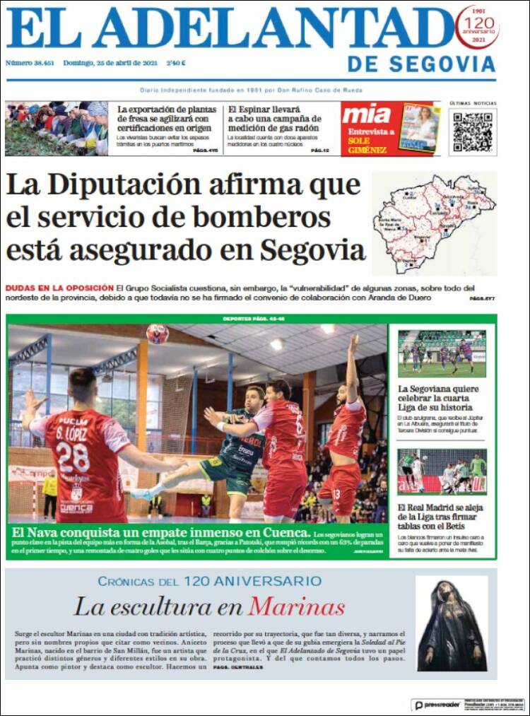 Portada de El Adelantado de Segovia (España)