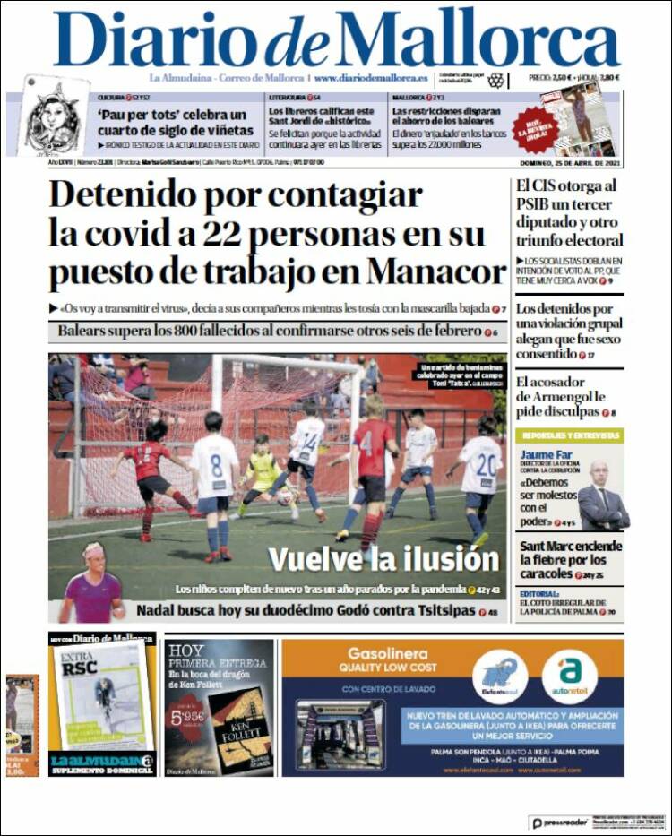 Portada de Diario de Mallorca (España)