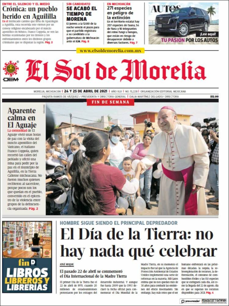 Portada de El Sol de Morelia (México)