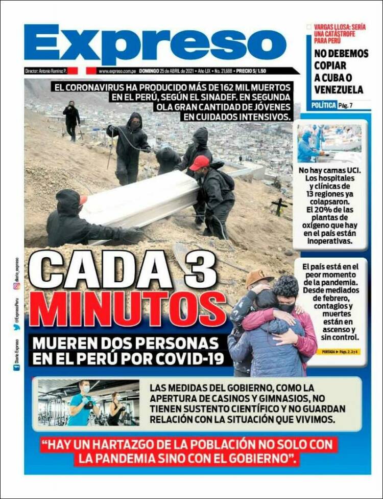 Portada de Expreso (Per&uacute;)