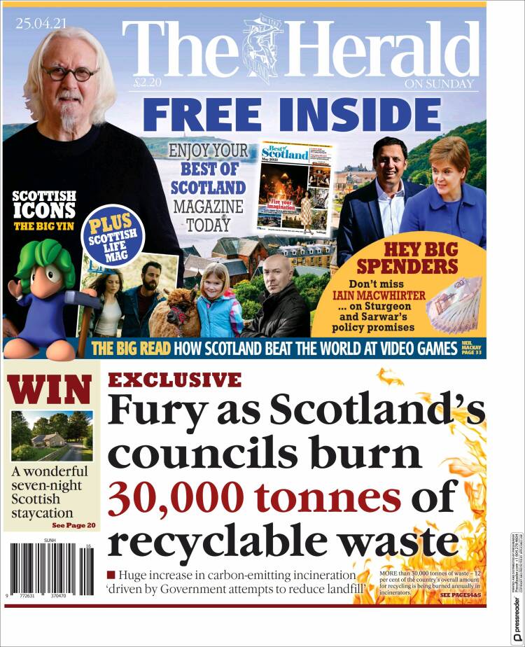 Portada de The Herald (Reino Unido)