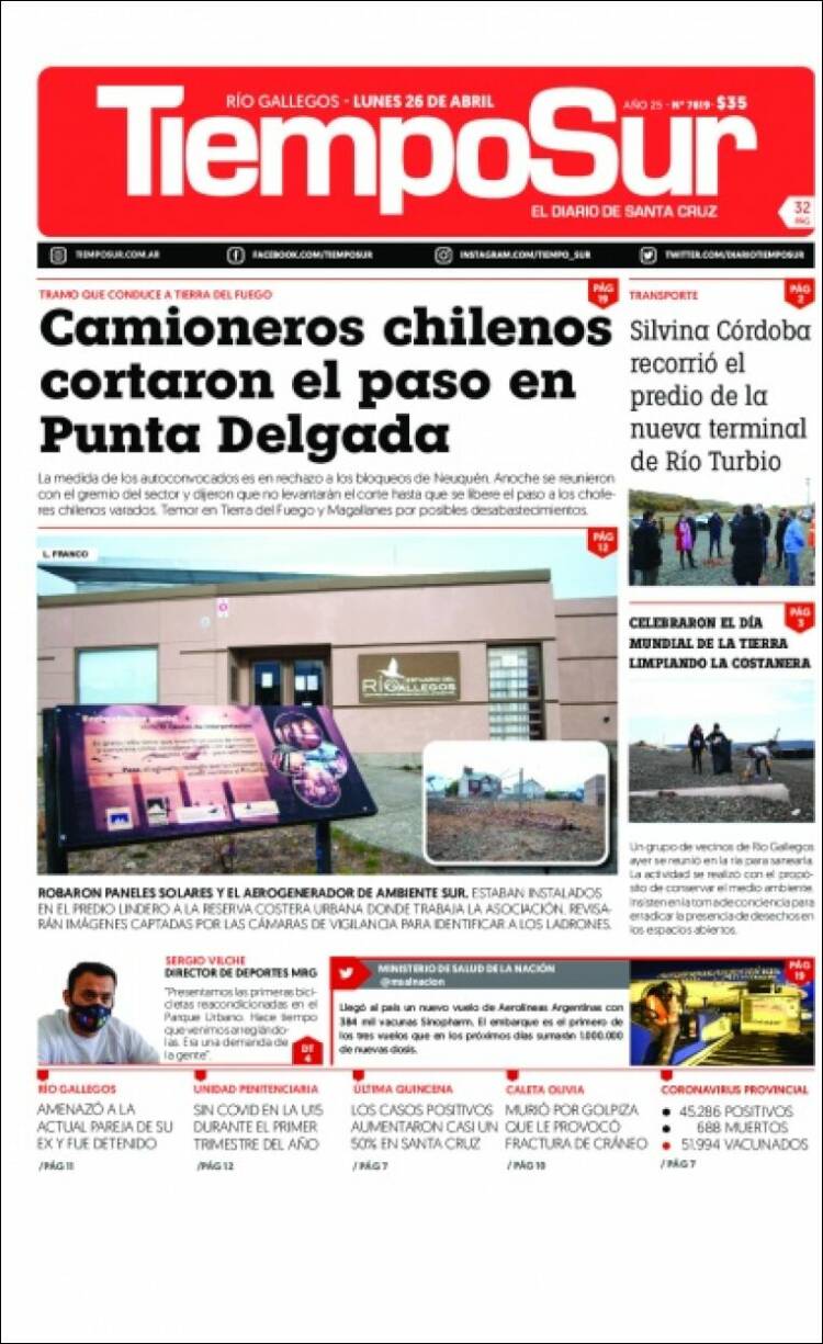 Portada de Tiempo Sur (Argentina)