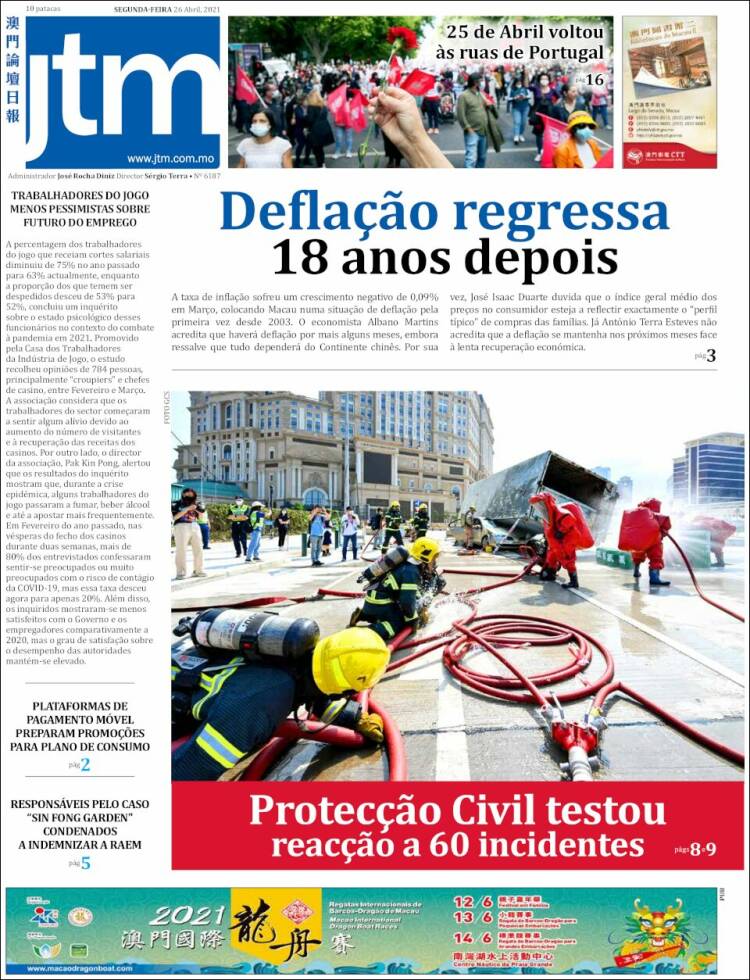 Portada de Jornal Tribuna de Macau (China)